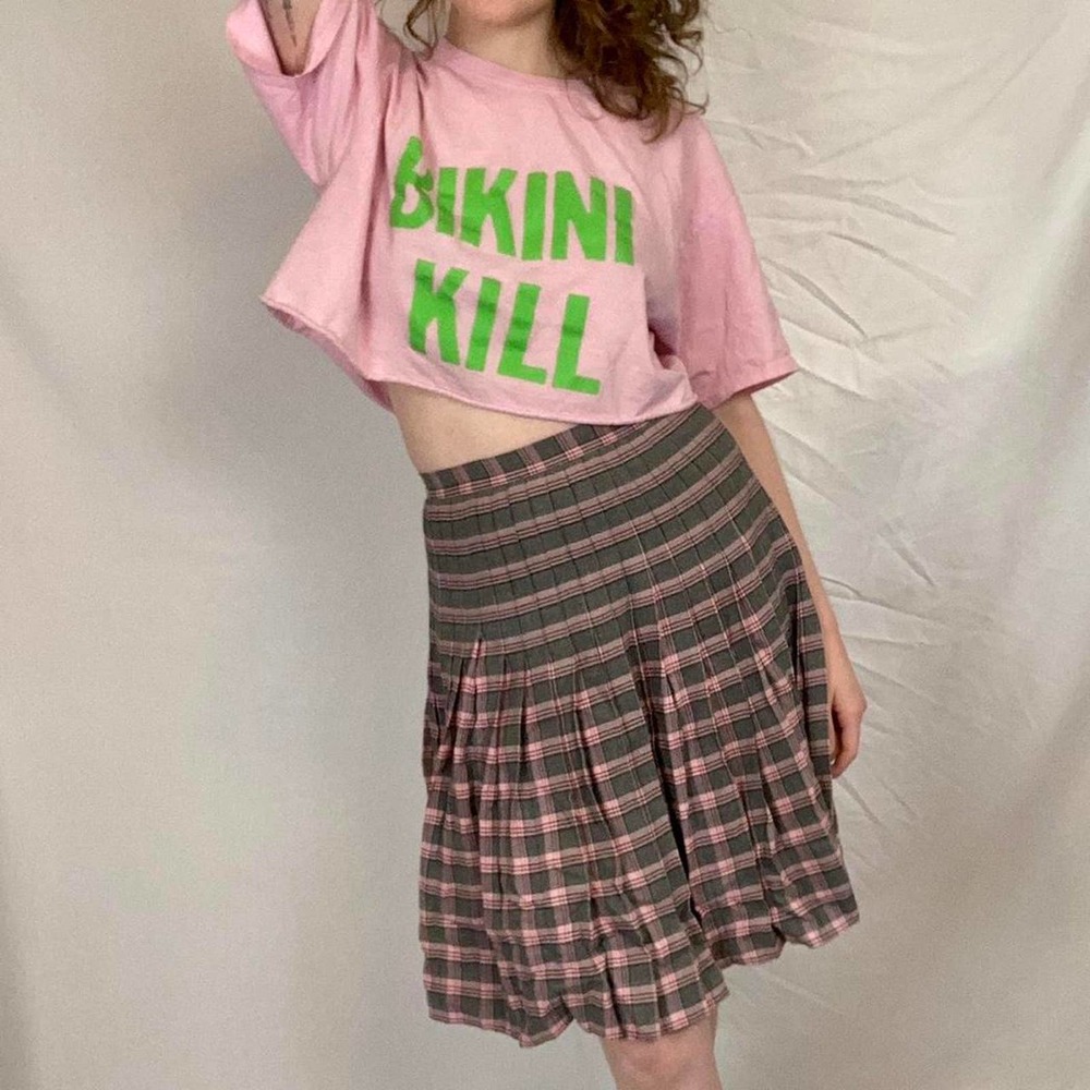 Vintage Plaid Knee Length Skirt